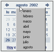 Menú de selección de meses