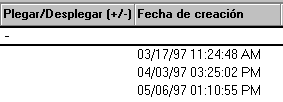 Símbolo desplegar para columnas